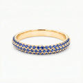 Natural Blue Sapphire Micro Pave Half Eternity Ring - 14K Gold