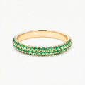 Natural Emerald Micro Pave Half Eternity Ring - 14K Gold