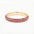 Natural Ruby Micro Pave Half Eternity Ring - 14K Gold