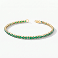 Natural Emerald Bracelet - Round - 14K Gold - Dainty