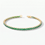 Natural Emerald Bracelet - Round - 14K Gold - Dainty