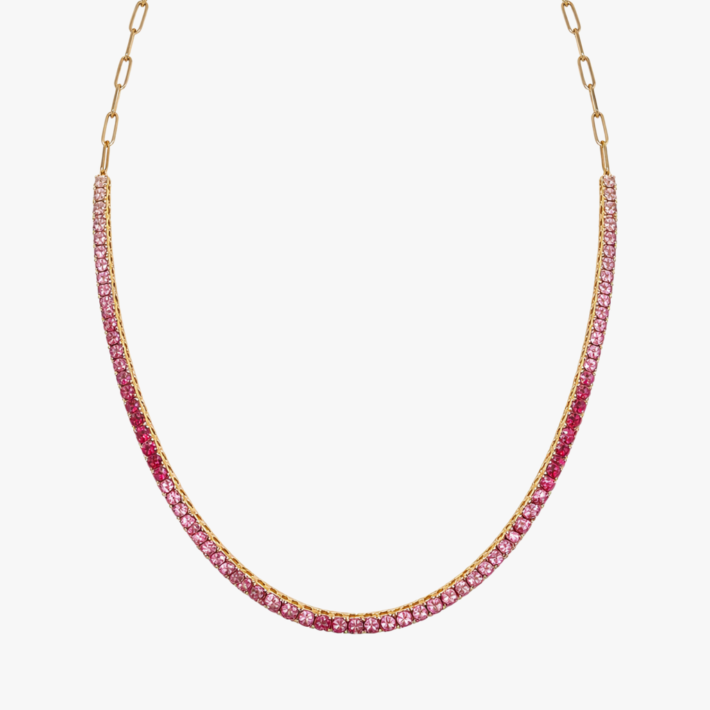 Paperclip Pink Sapphire Necklace - Natural Pink Sapphire Gradient - 14K Gold