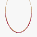 Paperclip Pink Sapphire Necklace - Natural Pink Sapphire Gradient - 14K Gold