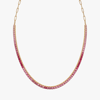 Paperclip Pink Sapphire Necklace - Natural Pink Sapphire Gradient - 14K Gold