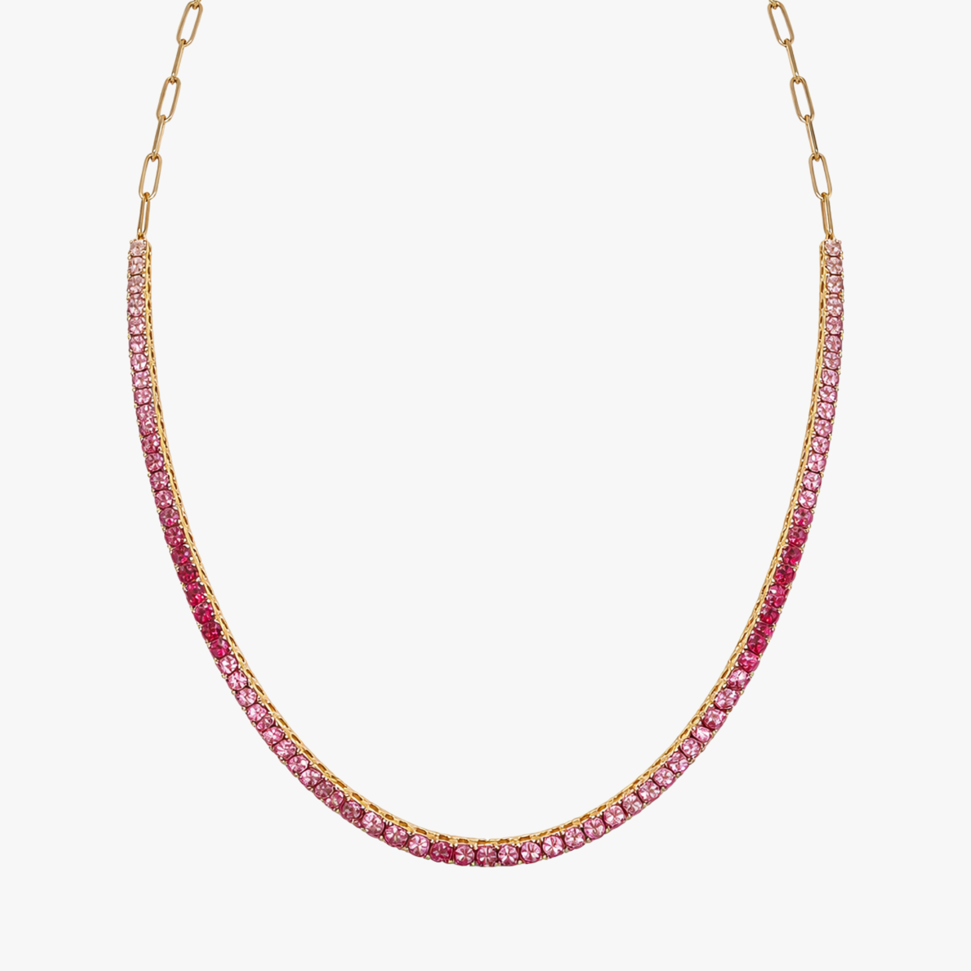 Paperclip Pink Sapphire Necklace - Natural Pink Sapphire Gradient - 14K Gold