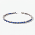 Natural Blue Sapphire Tennis Bracelet - Round - 14K Gold - Dainty