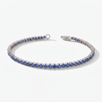 Natural Blue Sapphire Tennis Bracelet - Round - 14K Gold - Dainty