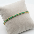 Natural Emerald Bracelet - Round - 14K Gold - Dainty